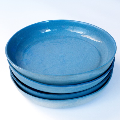 set of 4 blue plates